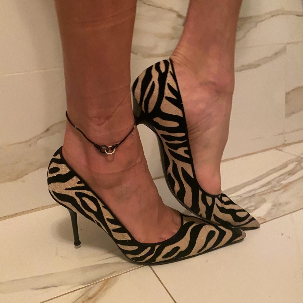 René Caovilla Venezia Zebra Heels